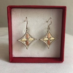 Retro Glam Genuine 12K Multicolored Leaf Earrings